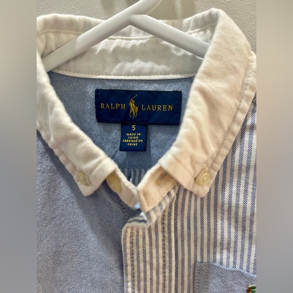 Polo by Ralph Lauren Striped Cotton Oxford Fun Shirt Boys Pastel Colour Size 5 - Picture 9 of 10